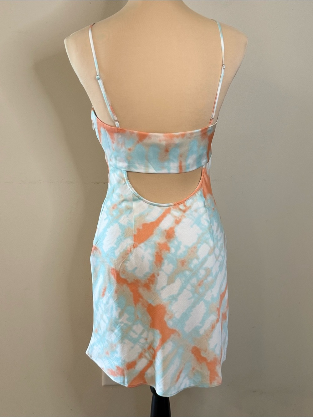 Cotton Candy LA tie dye mini dress back cutout teal orange white SM - Picture 4 of 15